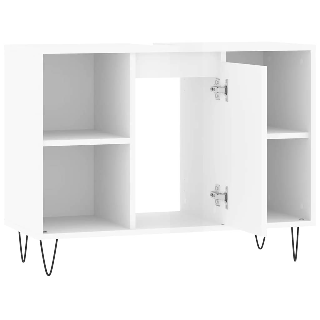 vidaXL Bathroom Cabinet High Gloss White 80x33x60 cm Engineered Wood 6
