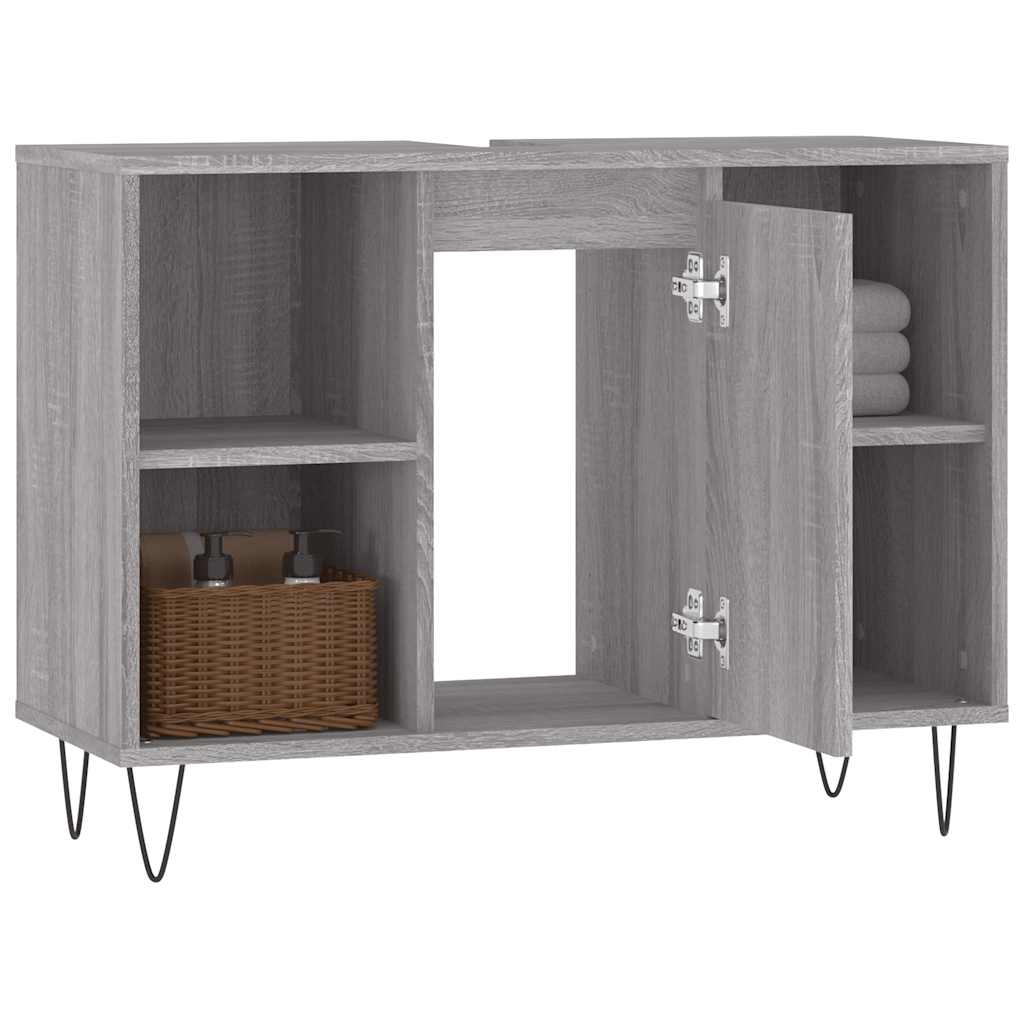 vidaXL Bathroom Cabinet Grey Sonoma 80x33x60 cm Engineered Wood 4