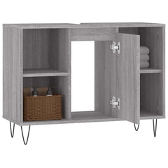vidaXL Bathroom Cabinet Grey Sonoma 80x33x60 cm Engineered Wood 4