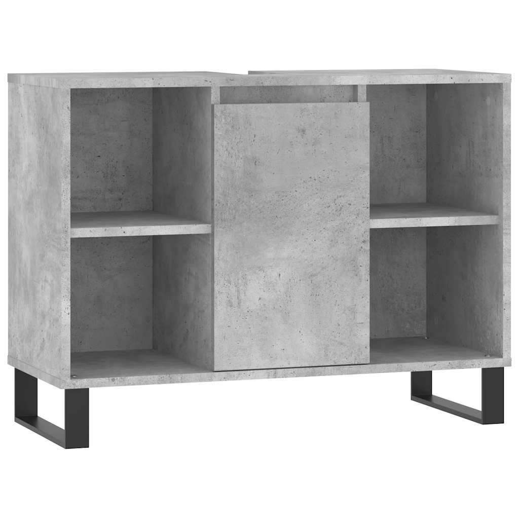 vidaXL Bathroom Cabinet Concrete Grey 80x33x60 cm Engineered Wood 2