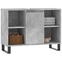 vidaXL Bathroom Cabinet Concrete Grey 80x33x60 cm Engineered Wood 3
