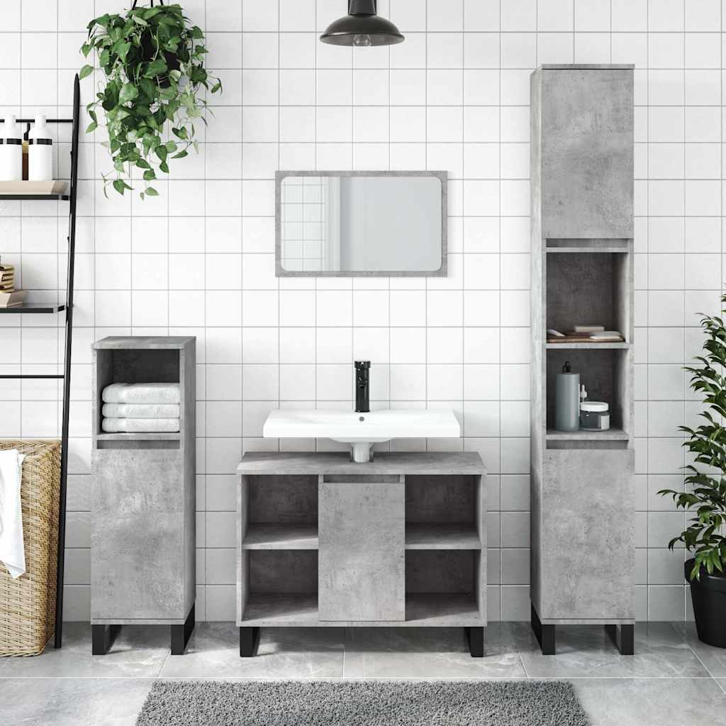 vidaXL Bathroom Cabinet Concrete Grey 80x33x60 cm Engineered Wood 1