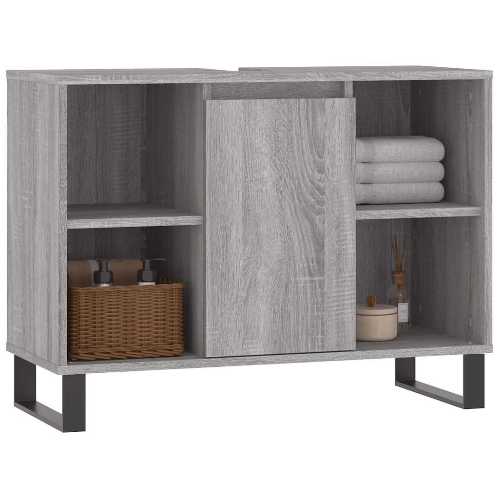vidaXL Bathroom Cabinet Grey Sonoma 80x33x60 cm Engineered Wood 3