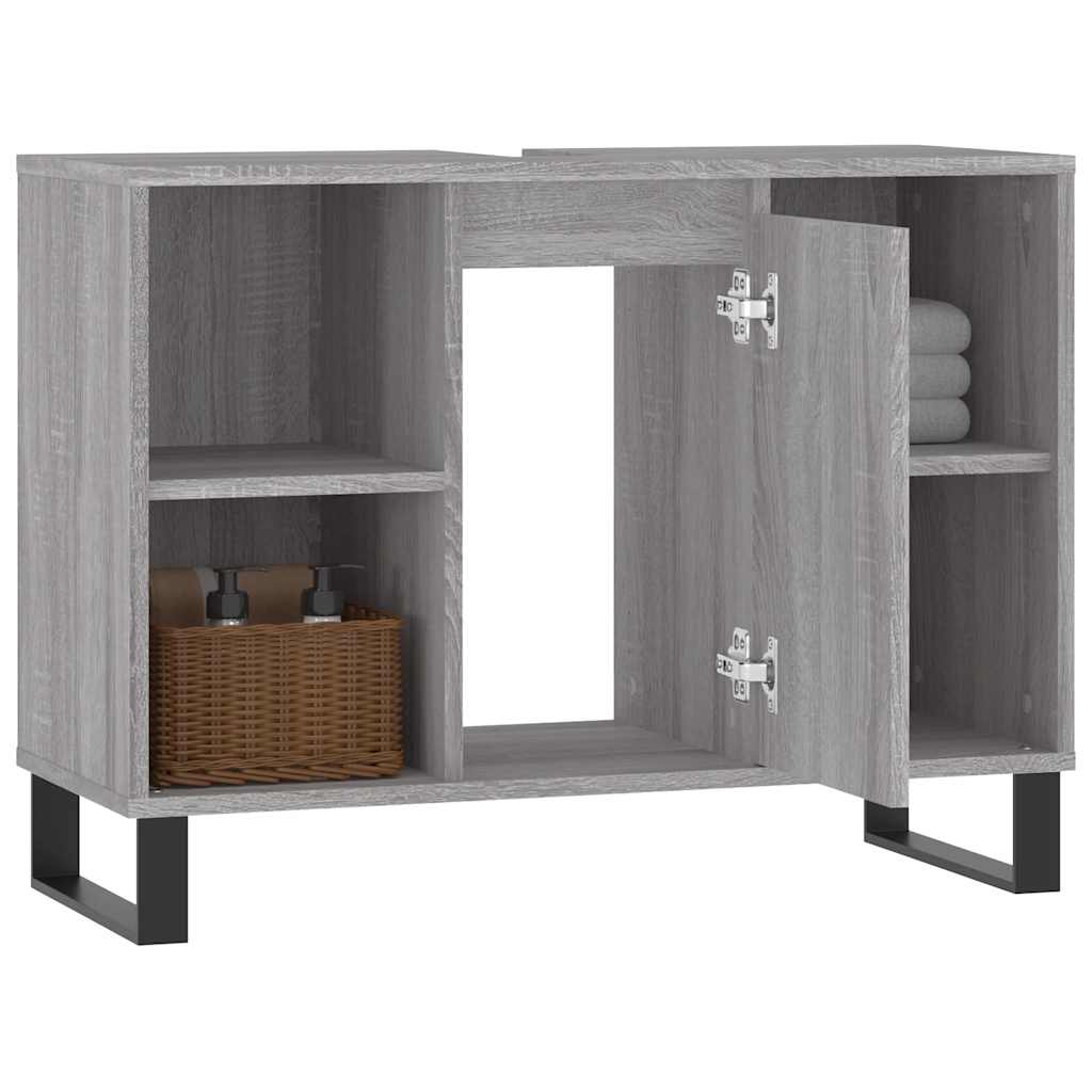 vidaXL Bathroom Cabinet Grey Sonoma 80x33x60 cm Engineered Wood 4