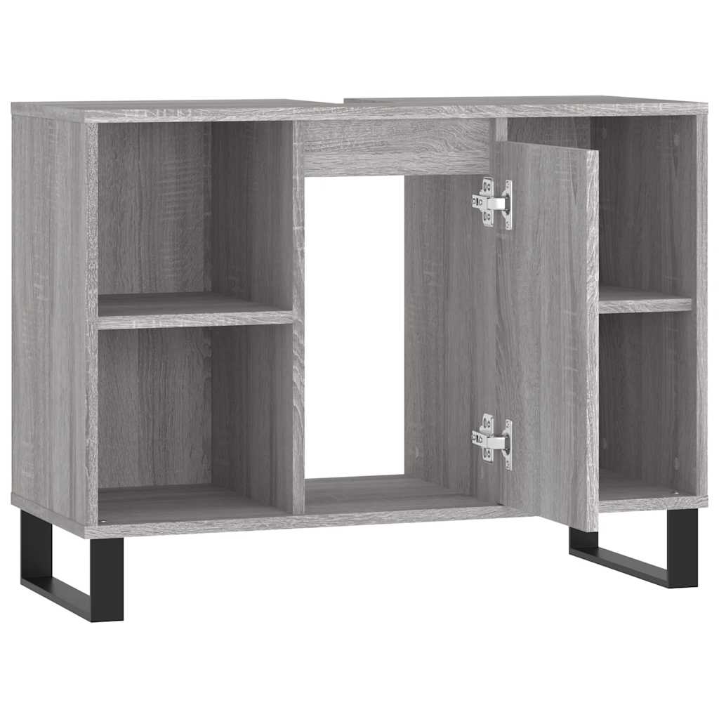 vidaXL Bathroom Cabinet Grey Sonoma 80x33x60 cm Engineered Wood 5