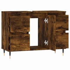 vidaXL Bathroom Cabinet Smoked Oak 80x33x60 cm Engineered Wood 4
