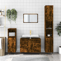 vidaXL Bathroom Cabinet Smoked Oak 80x33x60 cm Engineered Wood 1