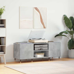 Record Cabinet 121x38x48 cm Engineered Wood Concrete grey