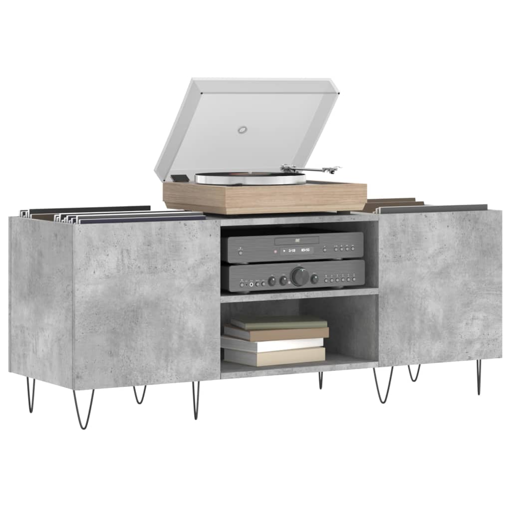 vidaXL Record Cabinet Concrete Grey 121x38x48 cm Engineered Wood 3