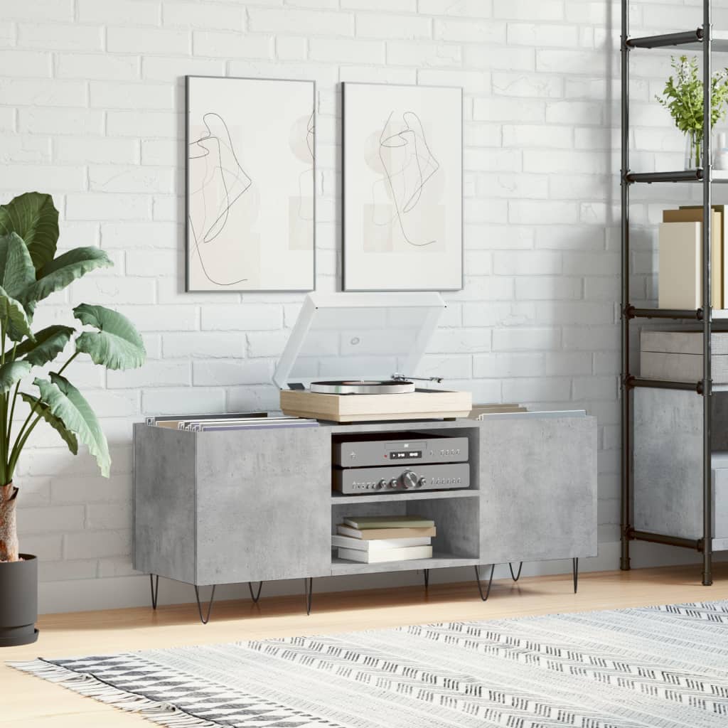 vidaXL Record Cabinet Concrete Grey 121x38x48 cm Engineered Wood 1