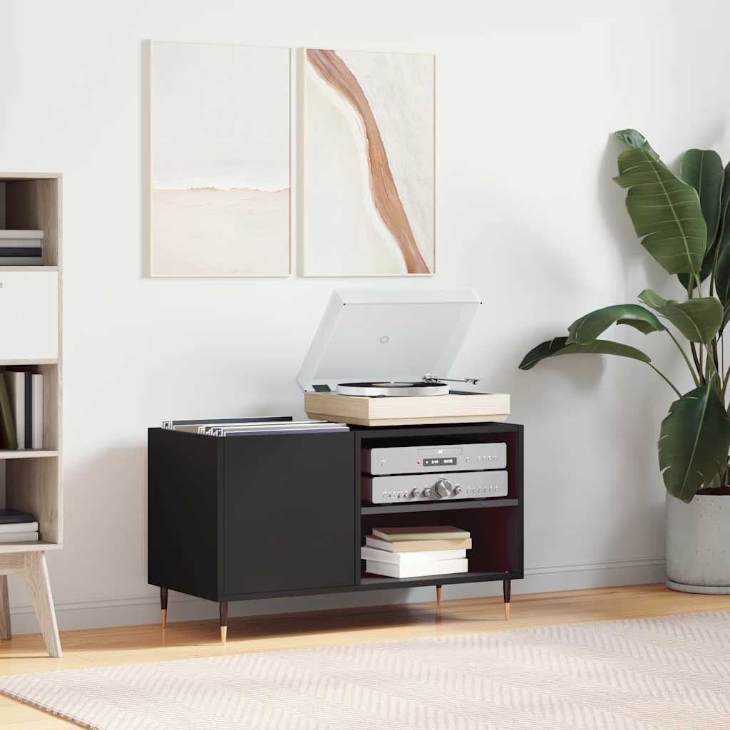 vidaXL Record Cabinet Black 85x38x48 cm Engineered Wood 1