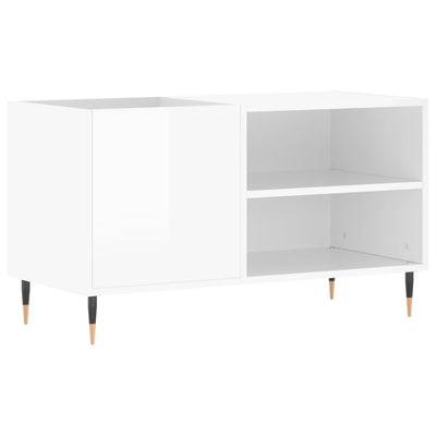 Record Cabinet High Gloss White 85x38x48 cm Engineered Wood