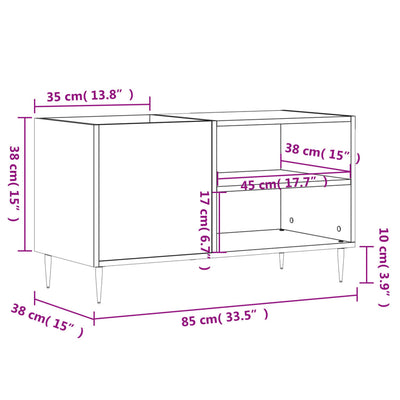 Record Cabinet Brown Oak 85x38x48 cm Engineered Wood