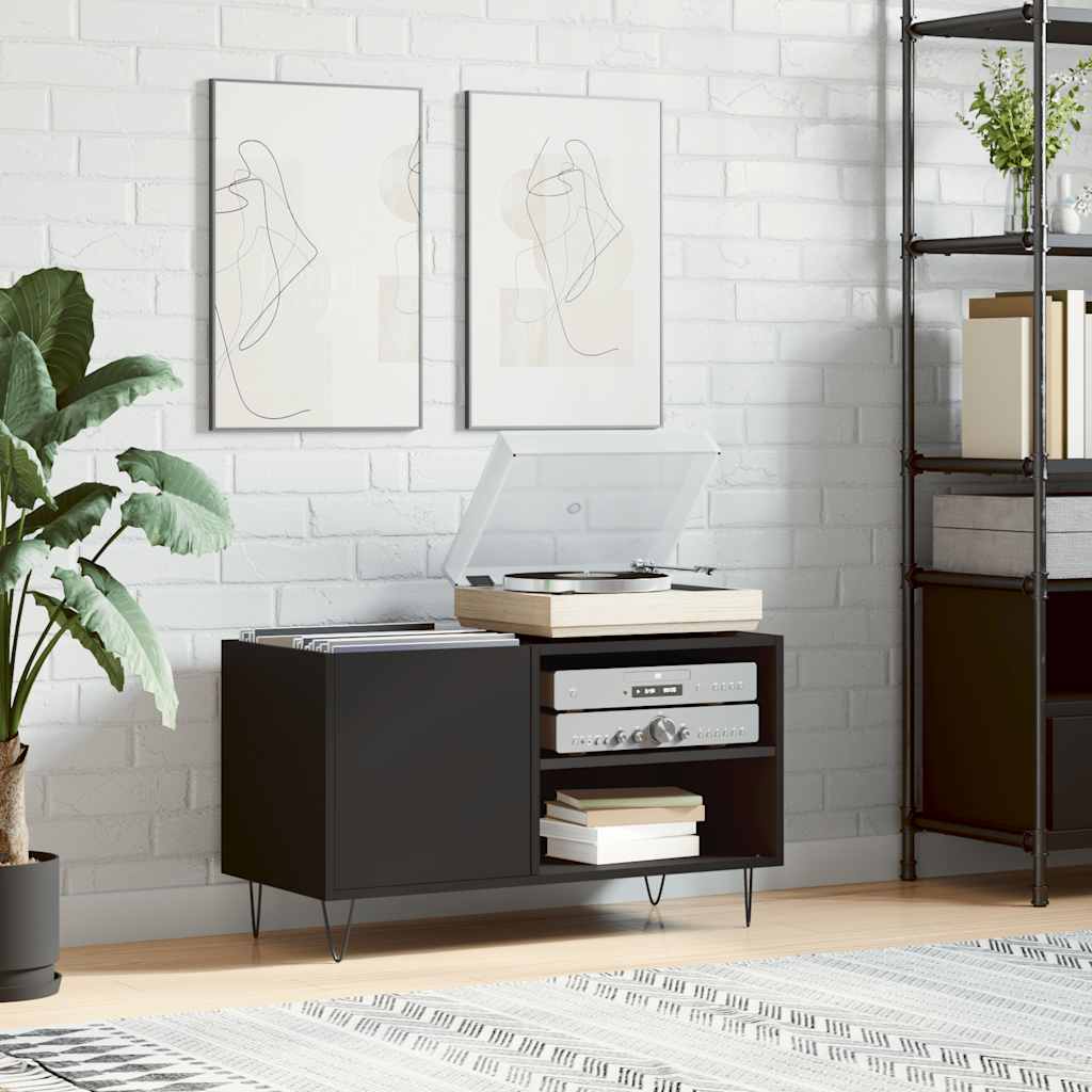vidaXL Record Cabinet Black 85x38x48 cm Engineered Wood 1
