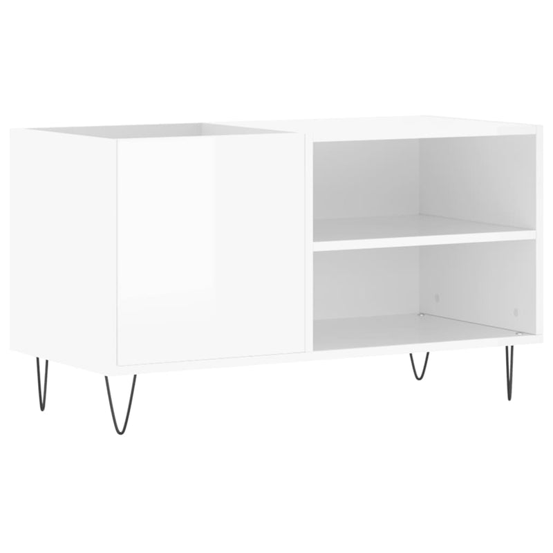 Record Cabinet High Gloss White 85x38x48 cm Engineered Wood