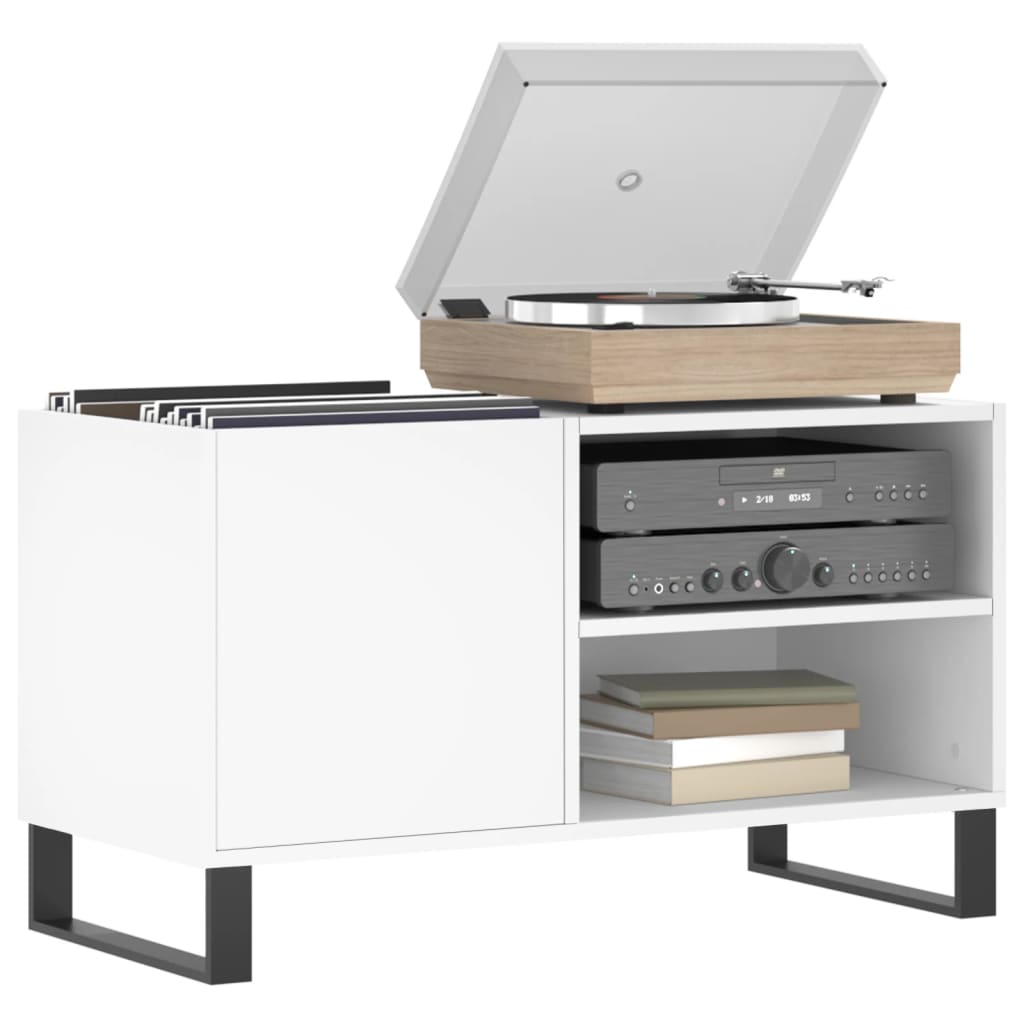 vidaXL Record Cabinet | White | Engineered Wood, Iron | Medium 3
