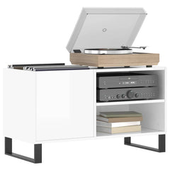 vidaXL Record Cabinet | Glossy White | Engineered Wood, Iron | Medium 3