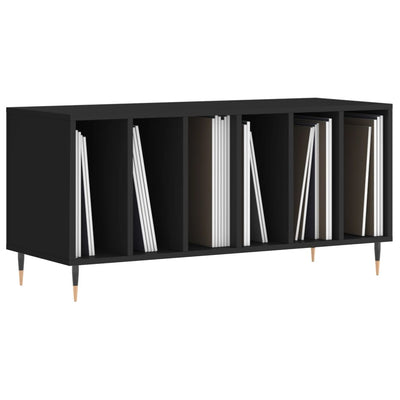 Record Cabinet Black 100x38x48 cm Engineered Wood