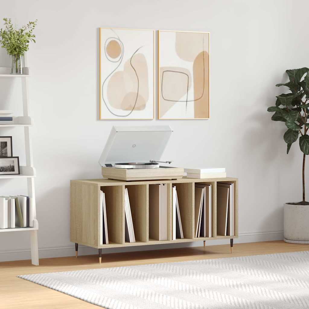 vidaXL Record Cabinet | Sonoma oak | Engineered wood, iron | 100 x 38 x 48 cm 1