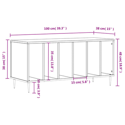 Record Cabinet Brown Oak 100x38x48 cm Engineered Wood