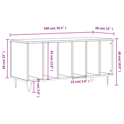 Record Cabinet Black 100x38x48 cm Engineered Wood