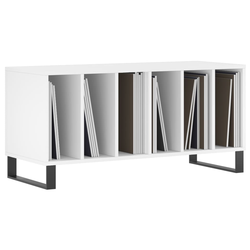Record Cabinet White Engineered Wood, image 3