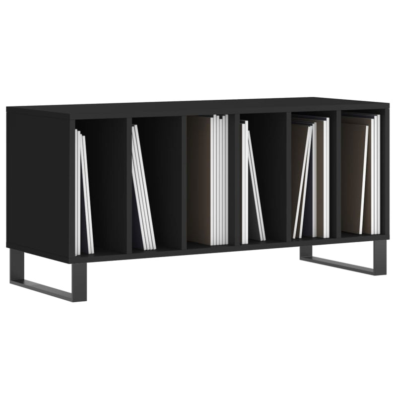 Record Cabinet Black 100x38x48 cm Engineered Wood