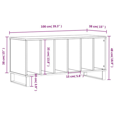 Record Cabinet Black 100x38x48 cm Engineered Wood