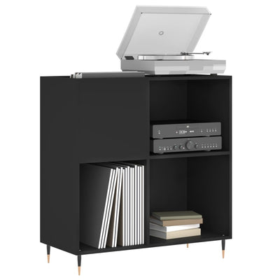 Record Cabinet Black 84.5x38x89 cm Engineered Wood