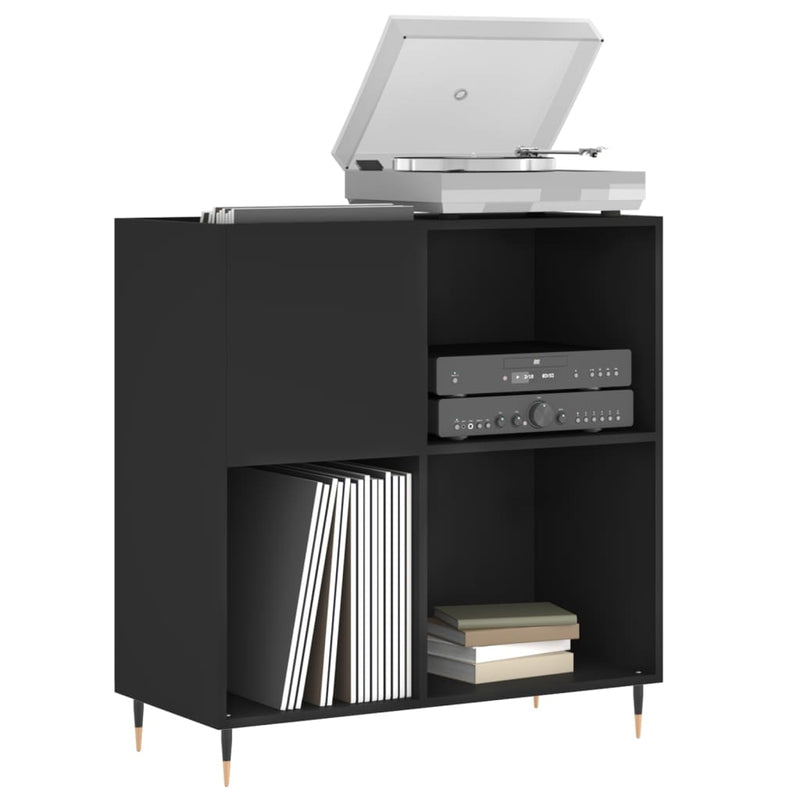 Record Cabinet Black 84.5x38x89 cm Engineered Wood