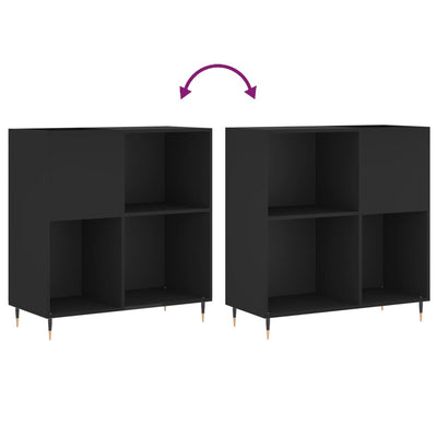 Record Cabinet Black 84.5x38x89 cm Engineered Wood