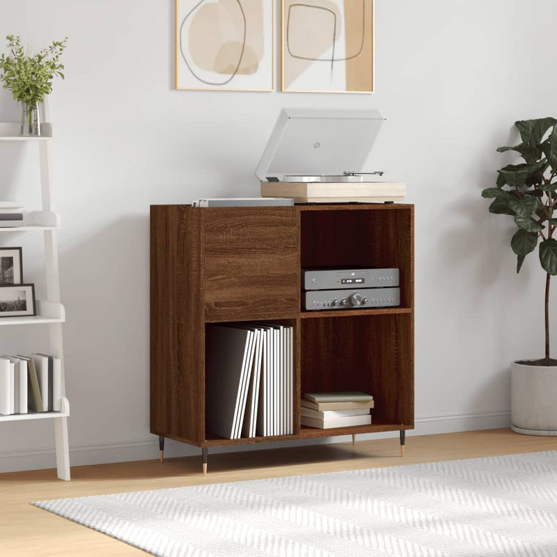 Record Cabinet Brown Oak 84.5x38x89 cm Engineered Wood