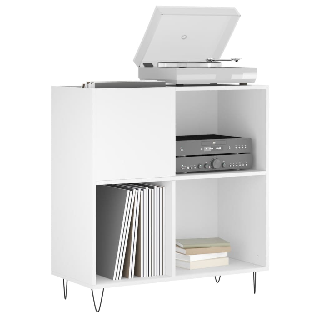 Record Cabinet White Engineered Wood, image 3