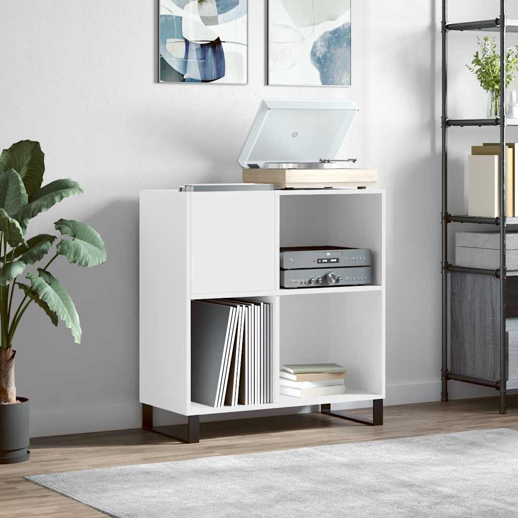 Record Cabinet Engineered Wood in White