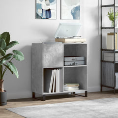 Record Cabinet Engineered Wood in Concrete Grey