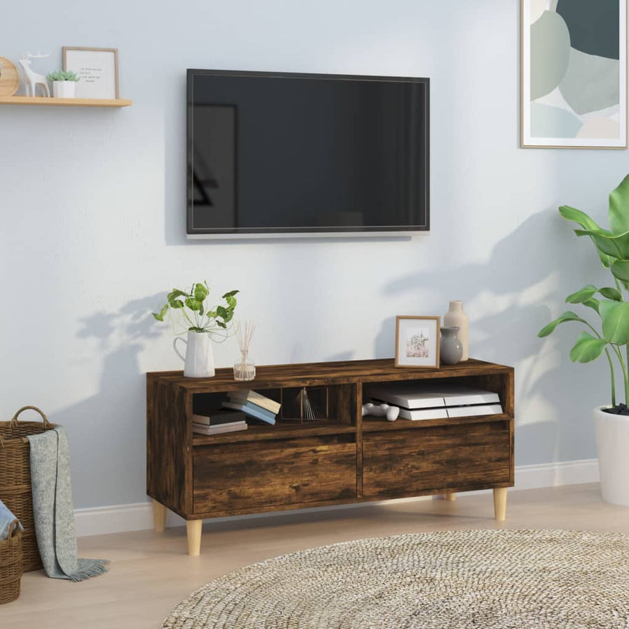 vidaXL TV Cabinet Smoked Oak 100x34,5x44,5 cm Engineered Wood 1