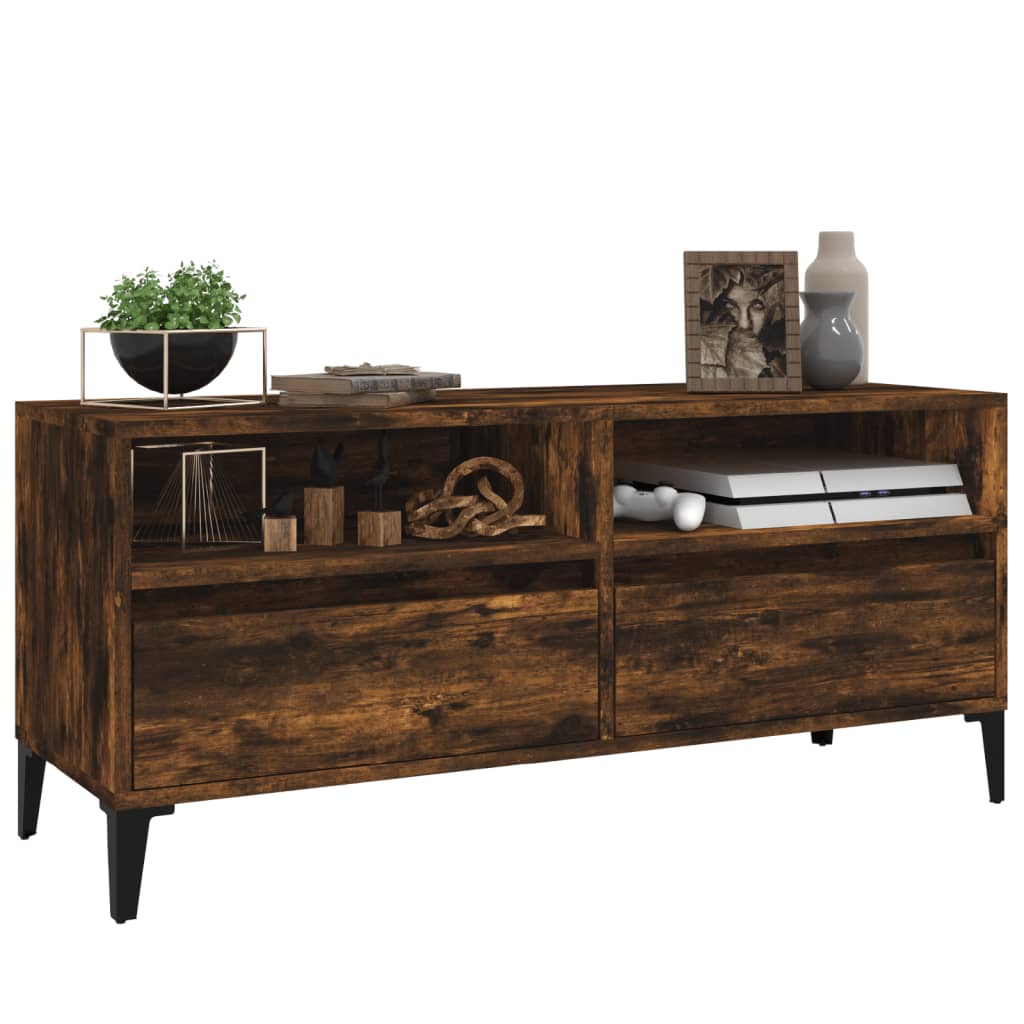 vidaXL TV Cabinet Smoked Oak 100x34.5x44.5 cm Engineered Wood 4