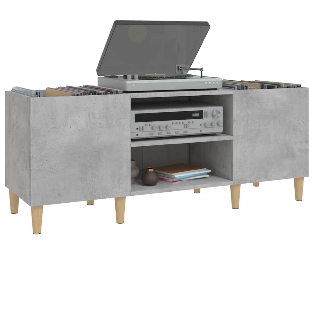 vidaXL Record Cabinet Concrete Grey 121x38x48 cm Engineered Wood 4