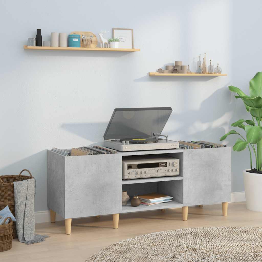 vidaXL Record Cabinet Concrete Grey 121x38x48 cm Engineered Wood 1
