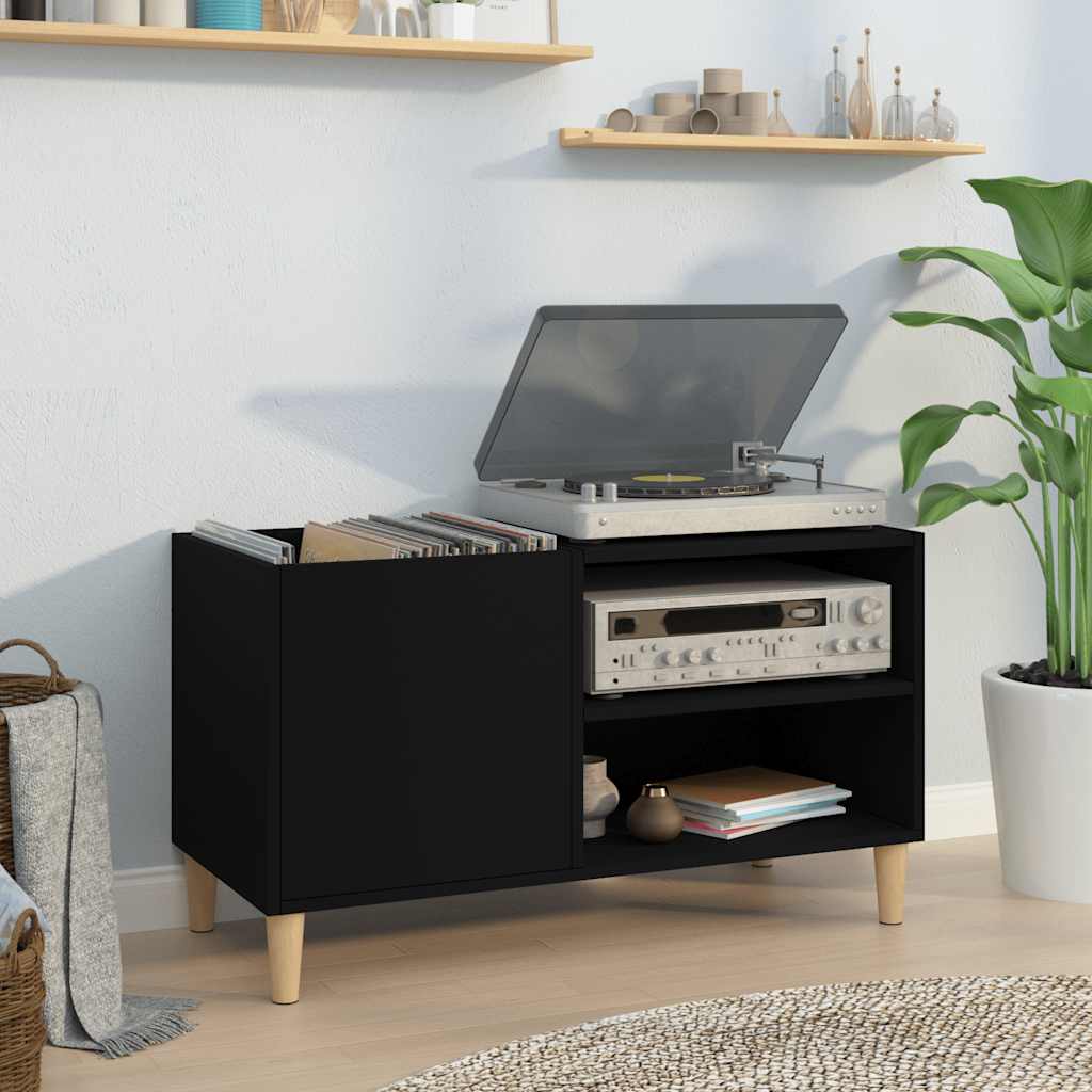 vidaXL Record Cabinet Black 84.5x38x48 cm Engineered Wood 1