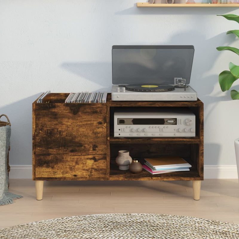 Record Cabinet Smoked Oak 84.5x38x48 cm Engineered Wood