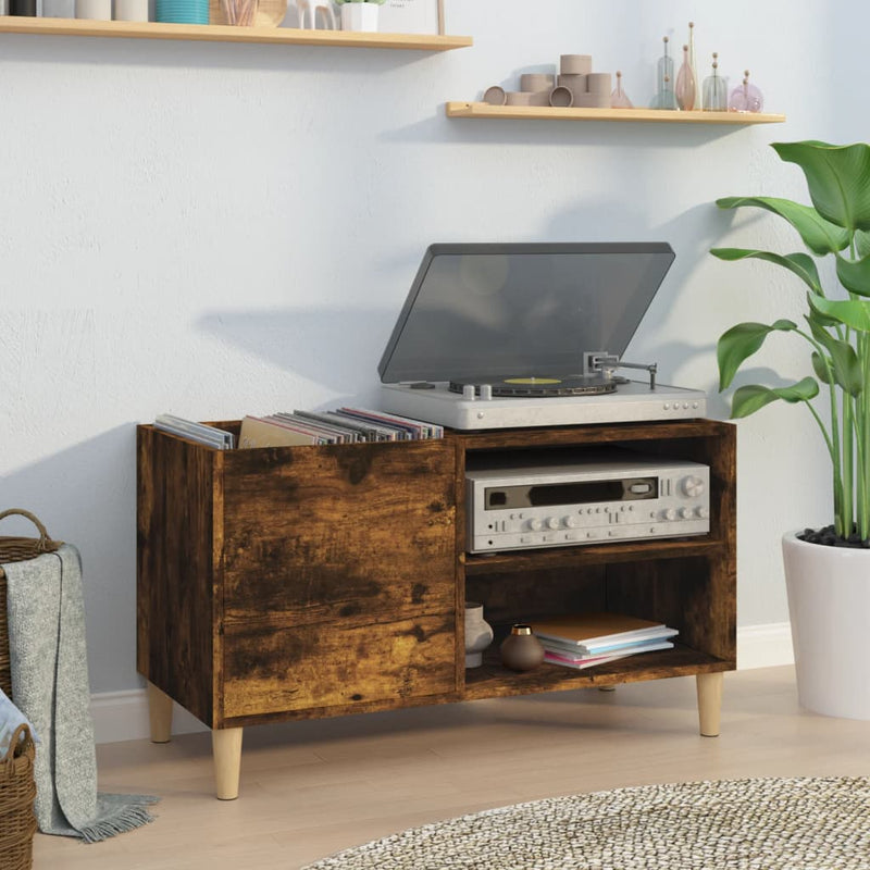 Record Cabinet Smoked Oak 84.5x38x48 cm Engineered Wood