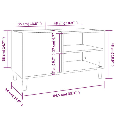 Record Cabinet Smoked Oak 84.5x38x48 cm Engineered Wood