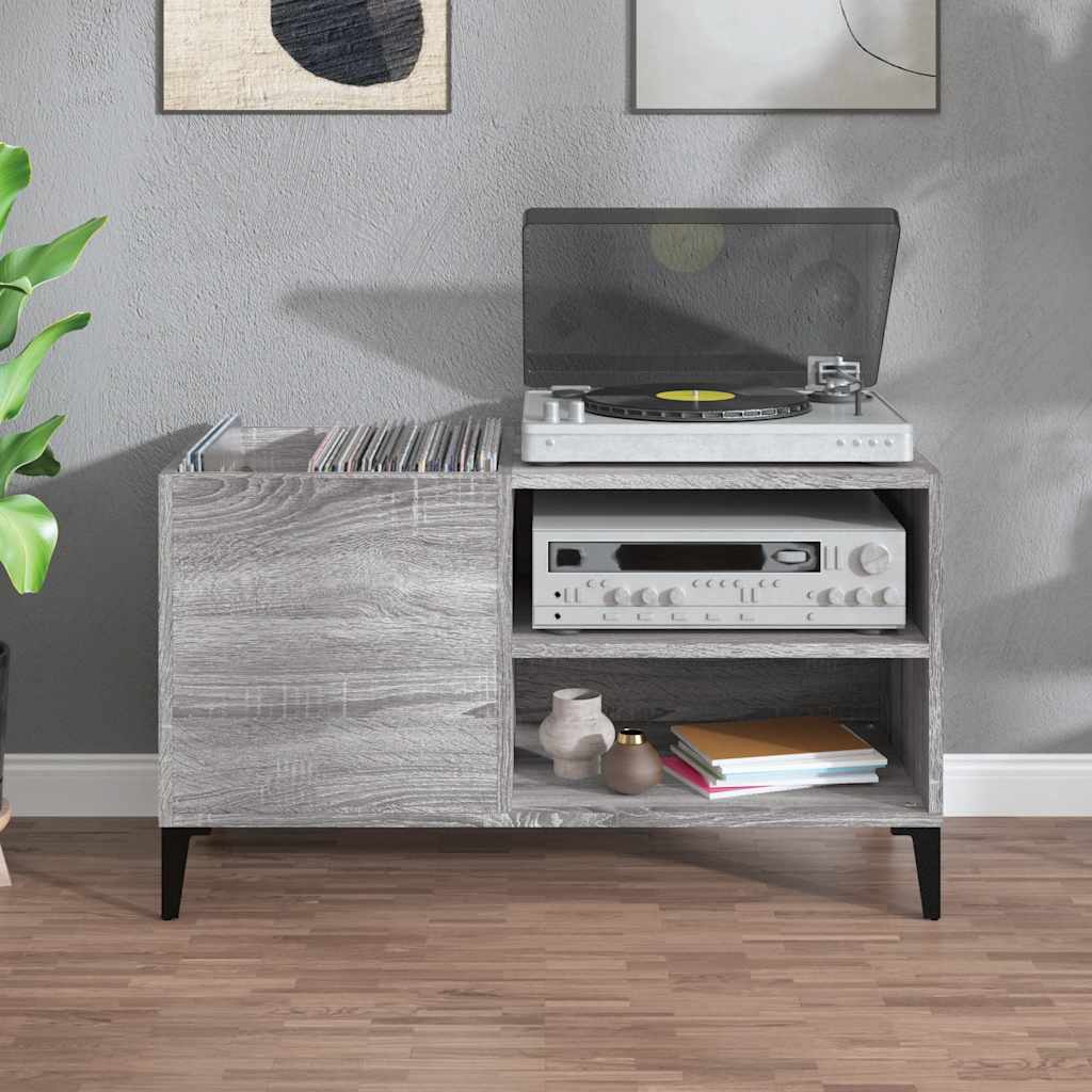 vidaXL Record Cabinet Grey Sonoma 84.5x38x48 cm Engineered Wood 3