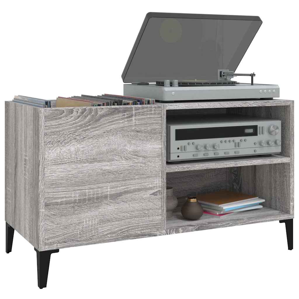 vidaXL Record Cabinet Grey Sonoma 84.5x38x48 cm Engineered Wood 4