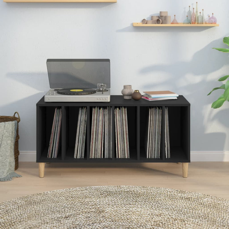 Record Cabinet Black 100x38x48 cm Engineered Wood