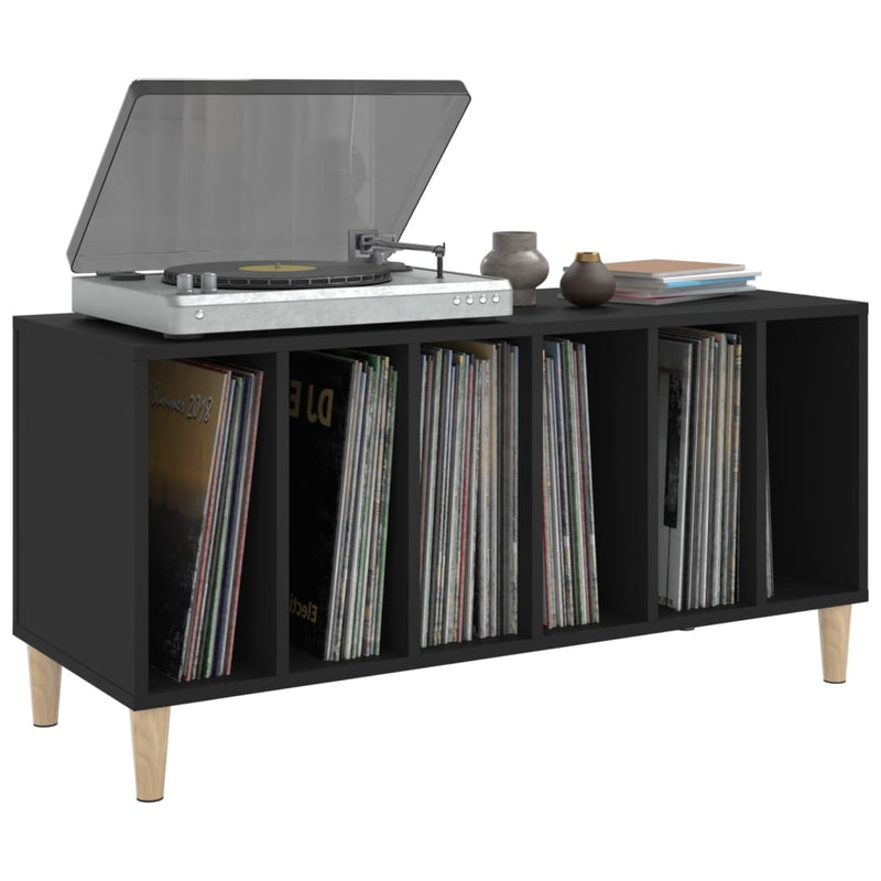 Record Cabinet Black 100x38x48 cm Engineered Wood