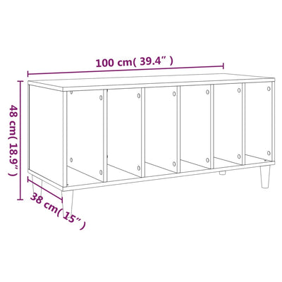 Record Cabinet Black 100x38x48 cm Engineered Wood