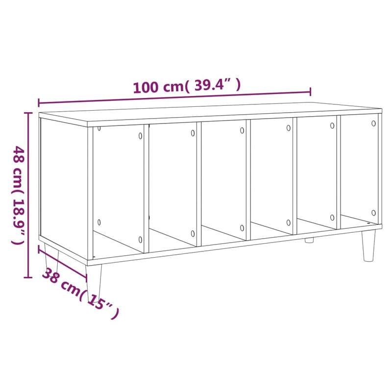 Record Cabinet Black 100x38x48 cm Engineered Wood