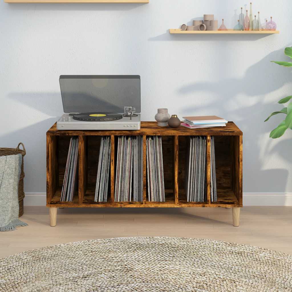 vidaXL Record Cabinet Smoked Oak 100x38x48 cm Engineered Wood 3